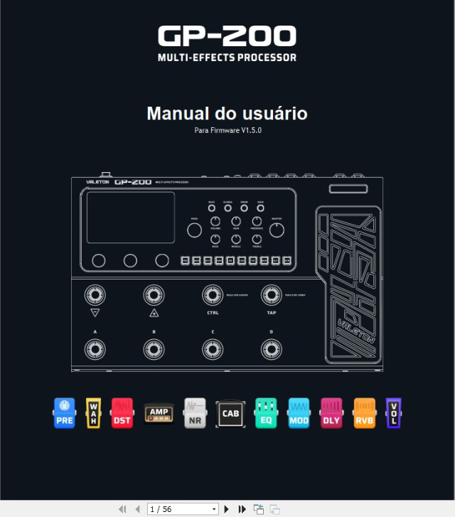 Manual em portugus Valeton GP-200 V1.5.0?cache=20240124154207