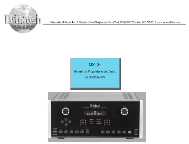 Manual em portugu�s do centro de controle McIntosh MX121?cache=20260503141108