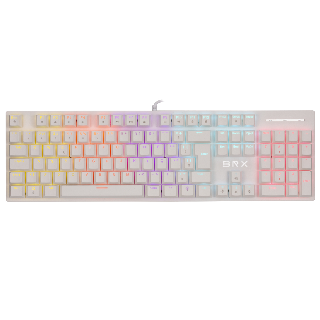 TECLADO MECÂNICO BRX GAMER MW617 107 TECLAS USB BRANCO C/ RBG