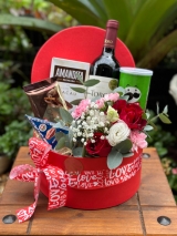 Box com Vinho e Flores