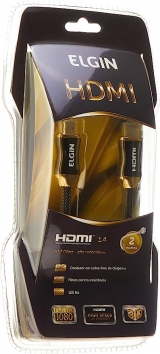 Cabo Premium HDMI-HDMI Elgin Filtro e Conector Banhado  Ouro 2 Metros