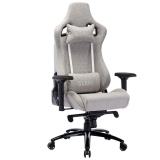 Cadeira Gamer Clanm Heavy Duty Silver, Com Almofadas, Base De Metal, At 180Kg