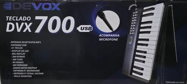 TECLADO DEVOX 61 TECLAS DOBRÁVEL DVX-700 (Acompanha microfone) CÓD