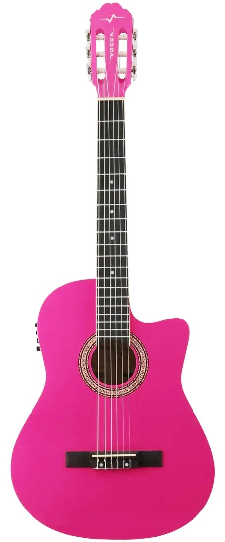 VIOLÃO ELETROACÚSTICO NYLON VOGGA VCJ140 PK PINK CÓD 34744