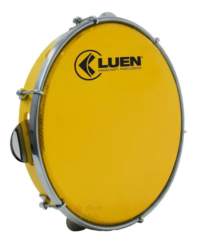 PANDEIRO 10 ABS AMARELO 6 AFINAÇÕES PELE HOLOGRÁFICA AMARELA LUEN CÓD 15910