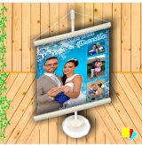Mini Banner de Mesa com Haste e Pedestal 27 x 15 cm
