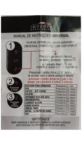 Controle Alarme Universal Fks Sistec Eclipse Defender 3 Botes