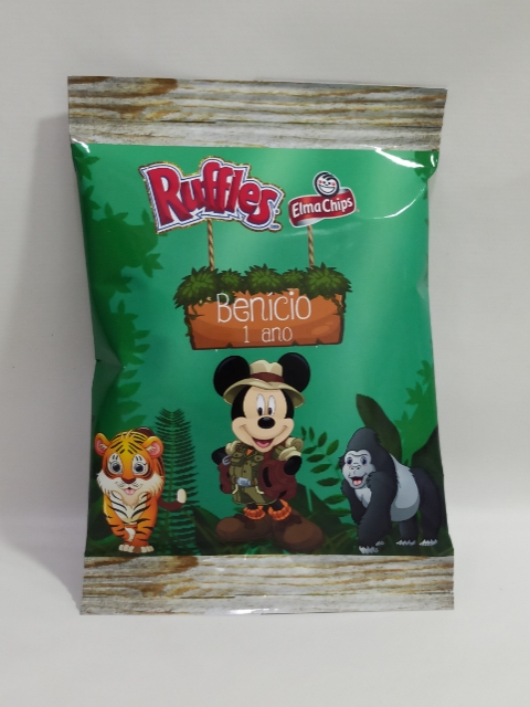 10 Batatas Ruffles personalizada Mickey Safari 2 (FAZEMOS QUALQUER TEMA)