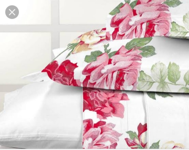Jogo Cama Cotton Plus Queen Camesa  branco c/rosas