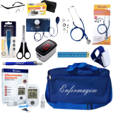 KIT DE ENFERMAGEM AZUL PREMIUM COM OX�METRO E GLICOSS�METRO