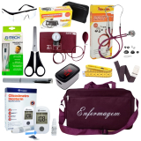 KIT DE ENFERMAGEM VINHO PREMIUM COM OX�METRO E GLICOSS�METRO
