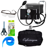 KIT DE ENFERMAGEM COM ESTETO ESFIGMO TERMMETRO E BOLSA COR:PRETO P.A MED