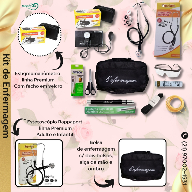 Kit Enfermagem + Aparelho Medidor Glicose Completo Premium