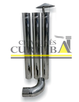 A - KIT CHAMINE FOG�O A LENHA INOX 430 - COTOVELO LONGO -  115 MM