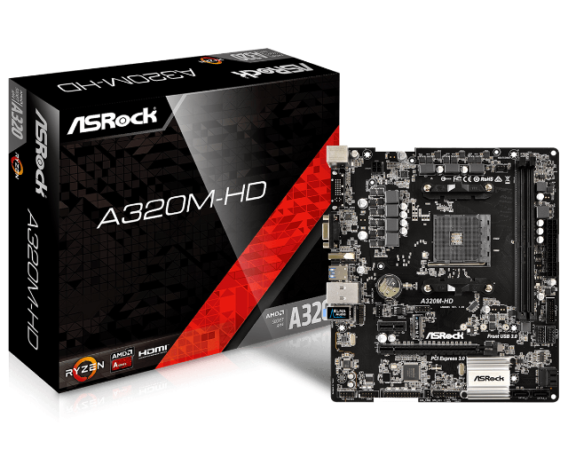 Placa Me AsRock A320M-HD (AM4/DDR4/D-Sub/HDMI/M.2/USB 3.1)