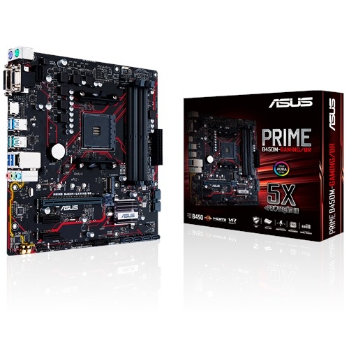 Placa Me Asus PRIME B450M Gaming/BR (AM4/DDR4/DVI/HDMI/D-Sub/USB 3.1/M.2/RGB