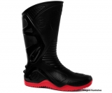 Bota Motociclista Pvc 84BPM600 Solado Vermelho Cano Alongado Preto Impermeavel - Motosafe