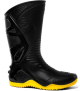 Bota Motociclista Pvc 84BPM600 Solado Amarelo Cano Alongado Preto Impermeavel - Motosafe
