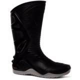 Bota Motociclista Pvc 84BPM600 Solado Cinza Cano Alongado Preto Impermeavel - Motosafe