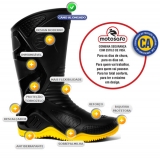 Bota Motociclista Pvc 84BPM600 Solado Amarelo Cano Alongado Preto Impermeavel - Motosafe