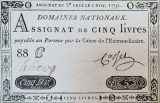 Revoluo Francesa. Assignar 5 Livres 1791. N006