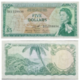 #14h Eastern Caribbean 5 Dollars 1965