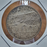 P721 5.000 Ris 1936. Srie Brasileiros Ilustres, Santos Dumont. Prata. A48