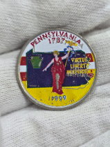 Moeda Colorizada. Estados Unidos Quarter de dlar Pensilvnia 1999