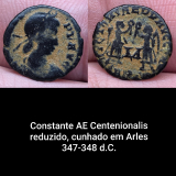 Constante AE Centenionalis reduzido, cunhado em Arles 347-348 d.C. MR13