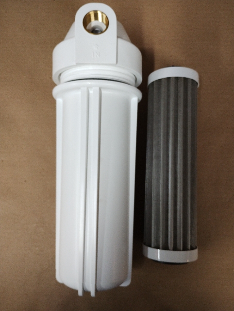 Filtro Carcaa Branca 93/4 polegadas de uso Industrial com Elemento INOX 150 Micras 