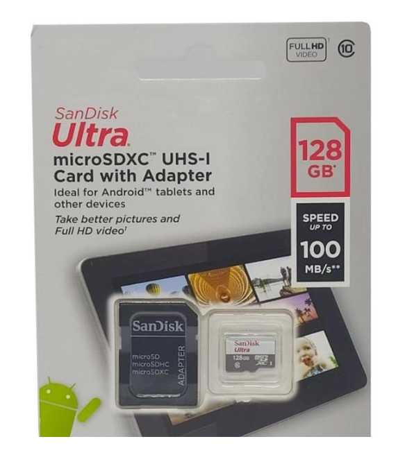 Cartão de Memória Micro SD Sandisk Ultra C10 128GB 120MBS