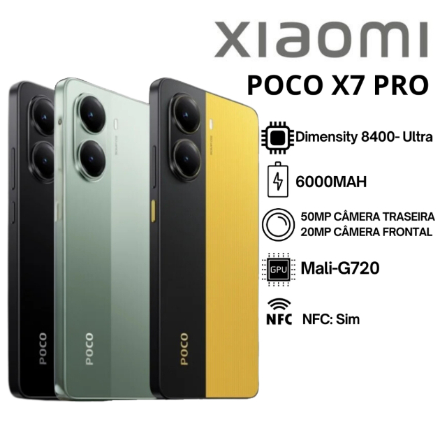 POCO X7 PRO 5G NFC 256GB 8RAM Verde por R$2.599,00