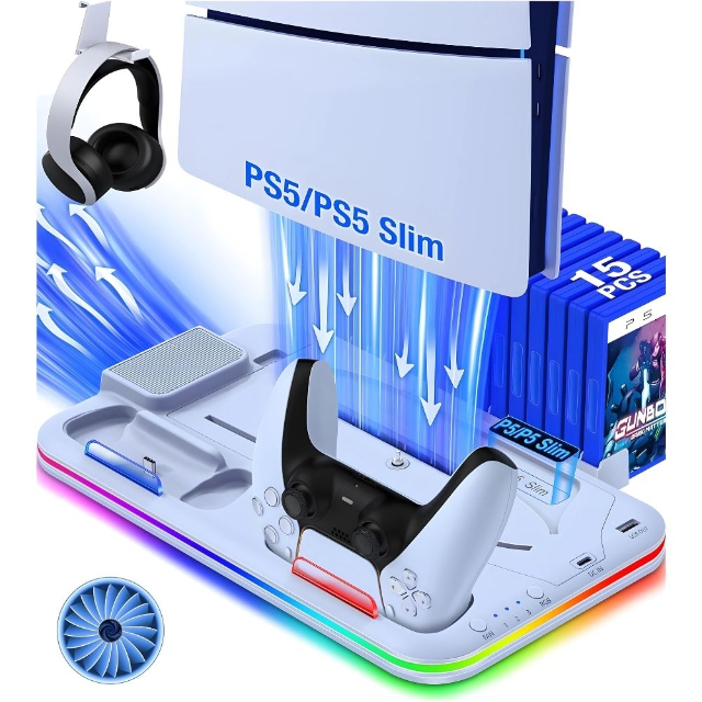 Suporte com Carregamento Duplo PS5/SLIM/PRO RGB 