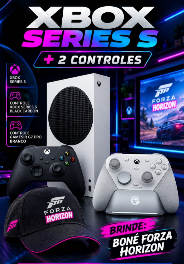 XBOX SERIES S C/ CONTROLE BLACK + G7 PRO GRATIS BONE FORZA