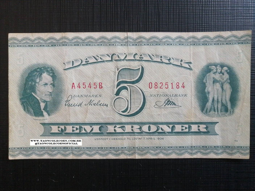 PICK -42e - DINAMARCA 5 KRONER DE 1954 - MBC / N 0825184 (PREFIX A4)