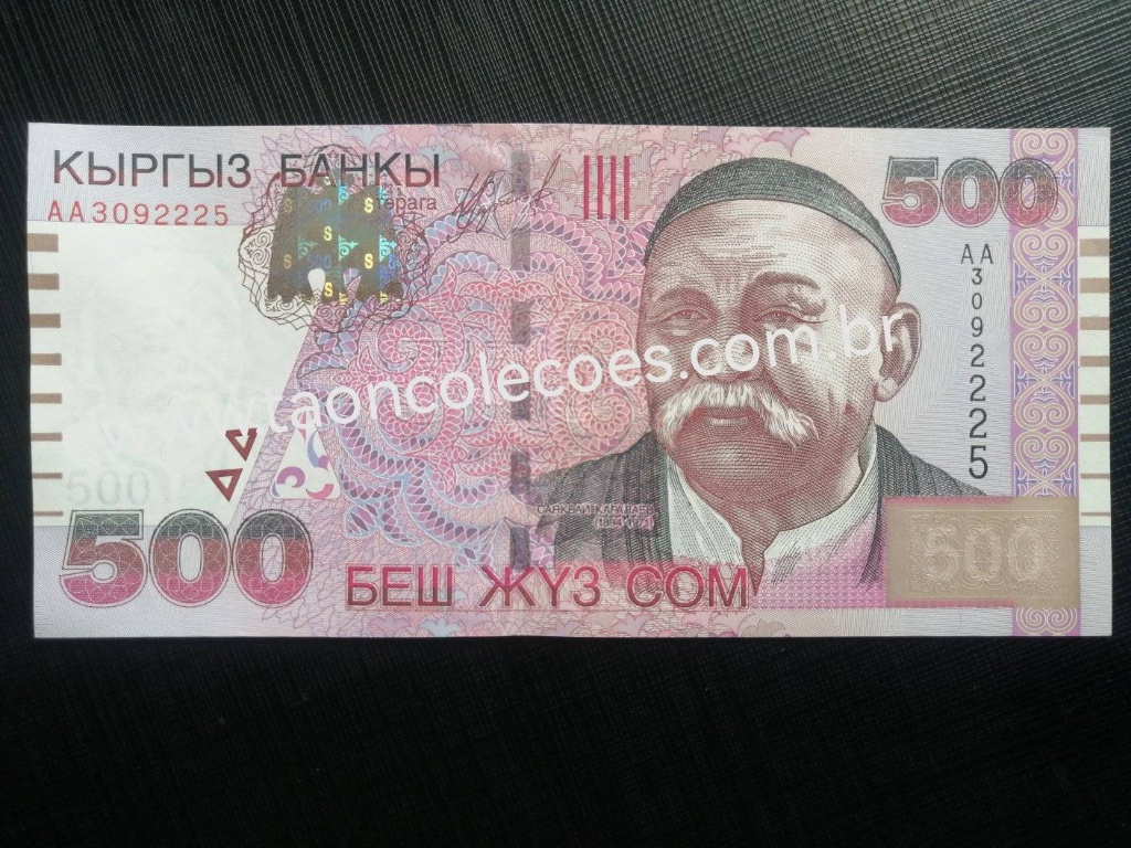 PICK-17 - QUIRGUISTO (KYRGYSTAN) 500 SOM DE 2000 - FE / N AA3092225 (PREFIXO AA)