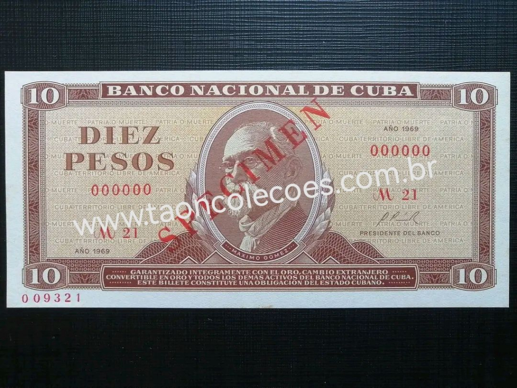 PICK-104(S) - CUBA 10 PESOS DE 1969 - FE / N� 009321 (SPECIMEN)