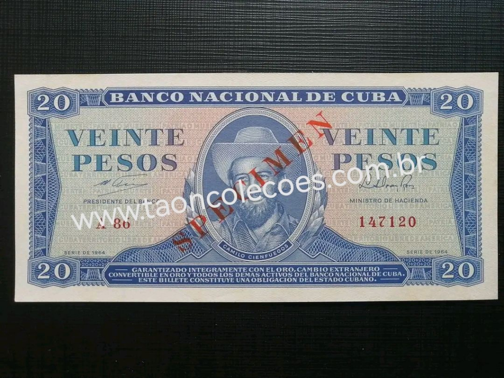 PICK-97(S) - CUBA 20 PESOS DE 1964 - FE / N� 147120 (SPECIMEN)