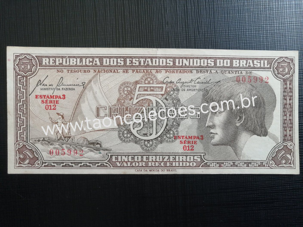 C111 - BRASIL 5 CRUZEIROS DE 1961 - SOB/FE - N� 005992 (S�RIE 012�)