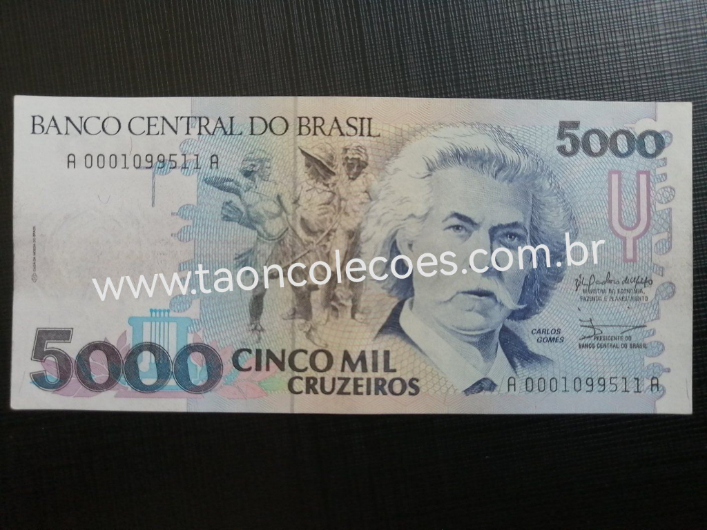 C219 - BRASIL 5.000 CRUZEIROS DE 1990 - MBC/SOB - N� A0001099511 (PRIMEIRA S�RIE)