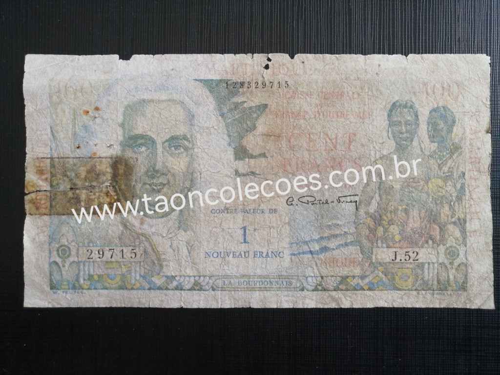 PICK-37 - MARTINIQUE 1 NOUVEAU FRANC ON 100 FRANCS DE ND (1960) - MBC / N� 128329715 (ESCASSA)