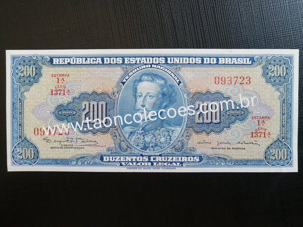 C043 - BRASIL 200 CRUZEIROS DE 1964 - FE / N� 093723 - S�RIE 1371� (PRIMEIRA S�RIE)