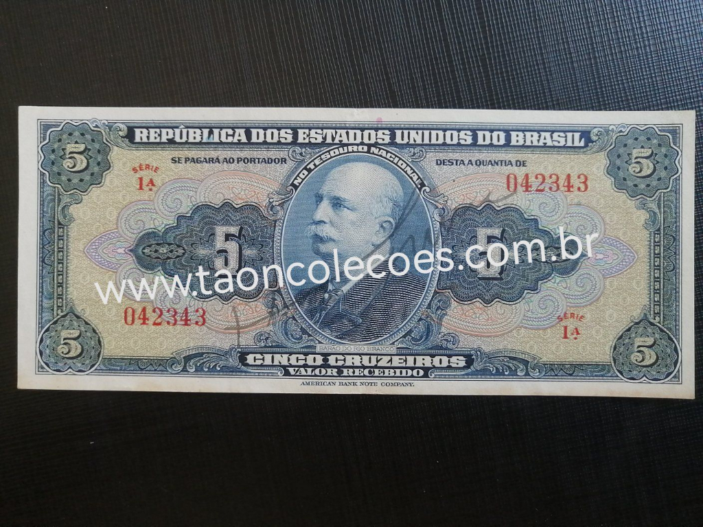 C017 - BRASIL 5 CRUZEIROS DE 1943 - SOB/FE - N� 042343 (PRIMEIRA S�RIE) DIFICIL