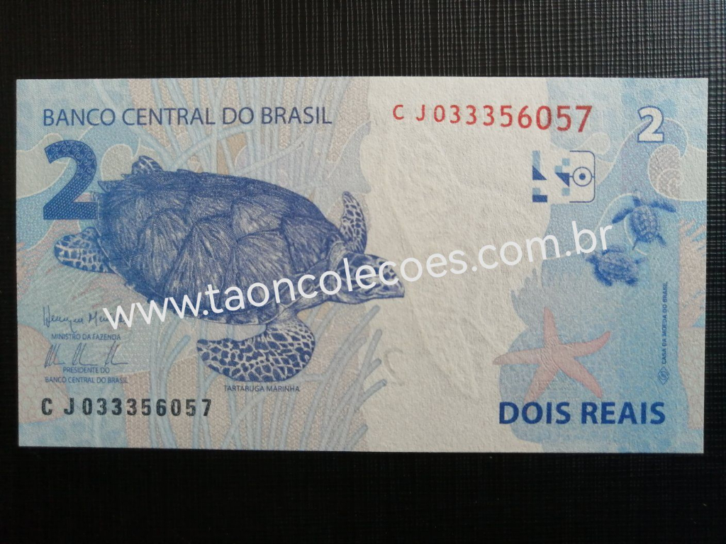 C335 - BRASIL 2 REAIS DE 2015 - FE / N� CJ033356057 (Henrique de Campos Meirelles/Alexandre Antonio Tombini)