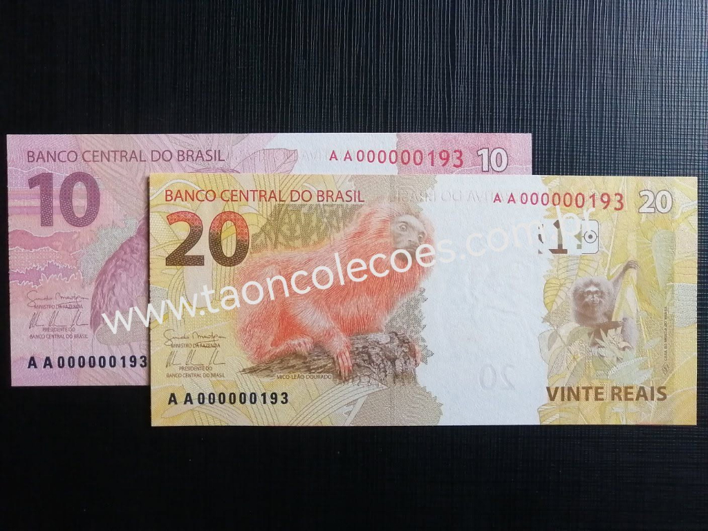 C346/C351 - BRASIL 10 E 20 REAIS DE 2012 - FE / Nº AA000000193 (CASAL PERFEITO)