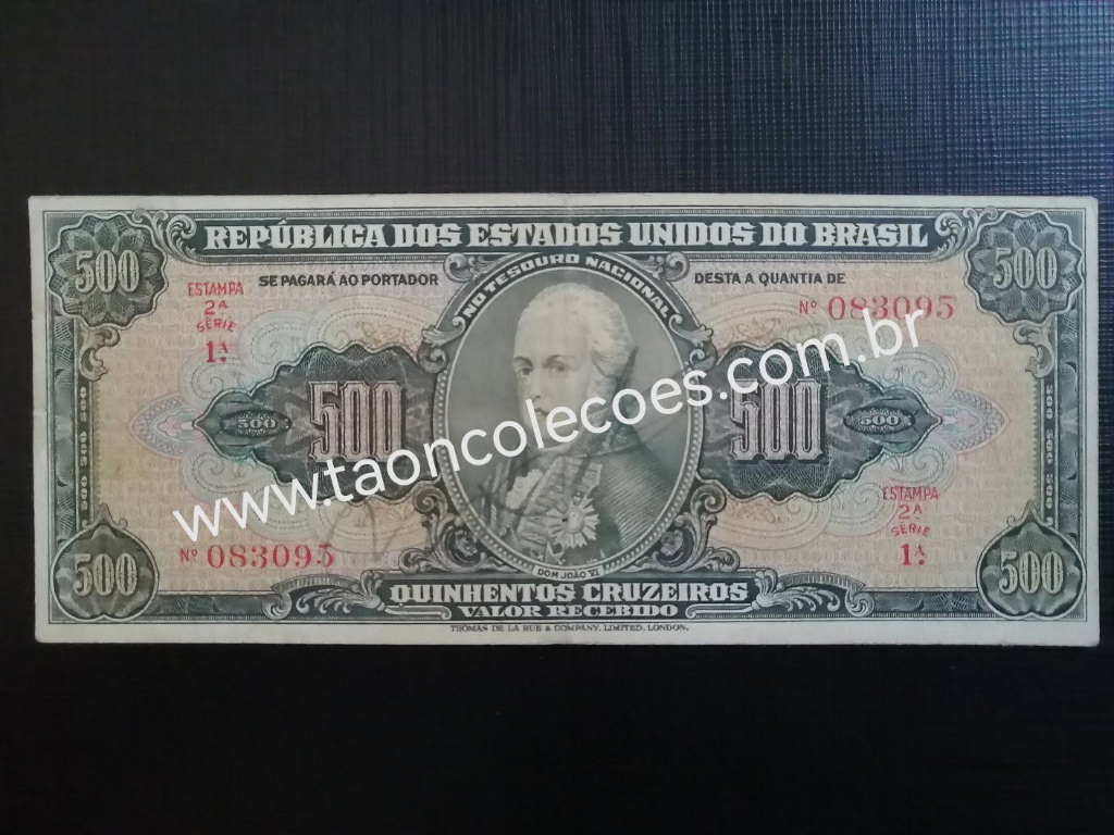 C099 - BRASIL 500 CRUZEIROS DE 1948 - MBC / Nº 083095 (PRIMEIRA SÉRIE / ESCASSA)