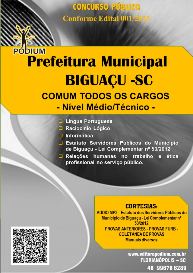 APOSTILA COMUM TODOS CARGOS CONCURSO BIGUACU NVEL MDIO/TCNICO