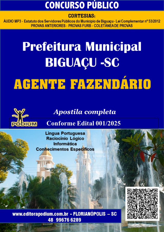 APOSTILA CONCURSO BIGUAU AGENTE FAZENDRIO 2025
