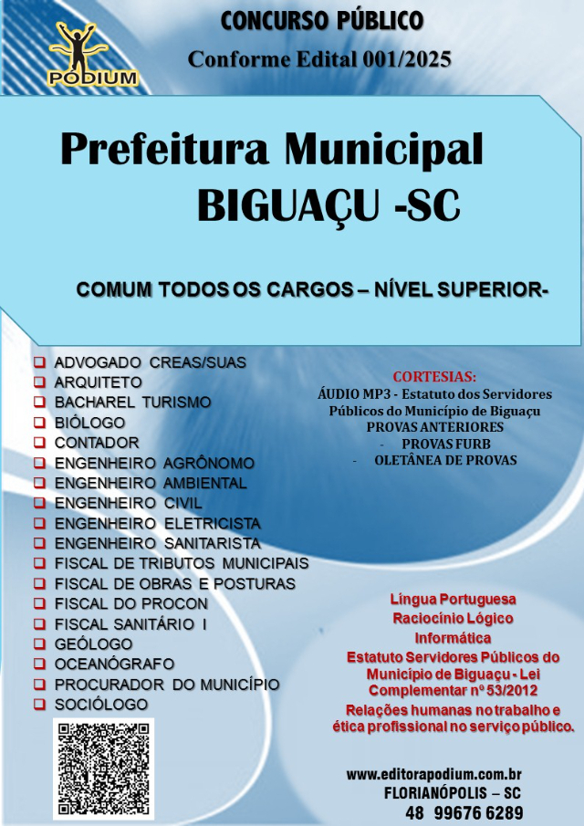 APOSTILA  COMUM TODOS OS CARGOS NVEL SUPERIOR BIGUAU 2025