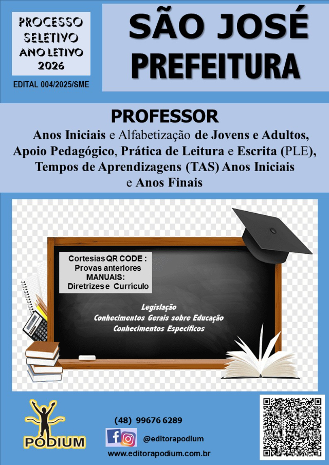 APOSTILA ACT PROFESSOR ANOS INICIAIS E ALFABETIZAO DE JOVENS E ADULTOS E OUTROS SO JOS ANO LETIVO 2026